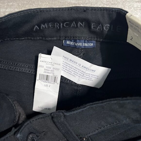 NWT $44 American Eagle Black Hi-Rise Shortie Shorts Size 2 Next Level Stretch - Picture 7 of 7